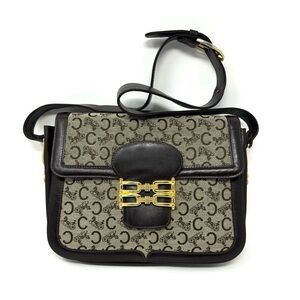 Celine Vintage 70s Carriage Monogram Canvas & Leather Horse Carriage Crossbody